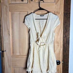 Elegant Cream Dress with Tie-Front Detail
